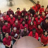 Foto de Microchip Technology de: Long Island employees came out in red to show their support for the American Heart Association's National Wear Red Day